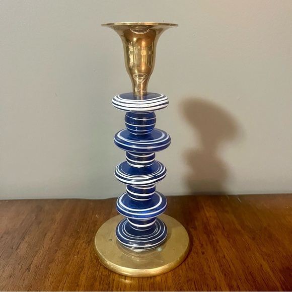 Other - Vintage brass and glass candle holder. Made in India.